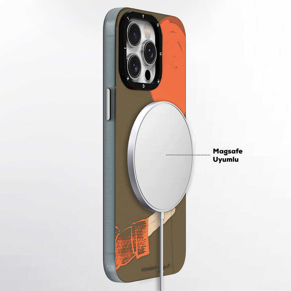 iPhone 14 Pro Kılıf Magsafe Şarj Özellikli Youngkit Orange Serisi Flying Balloon Kılıf Turuncu