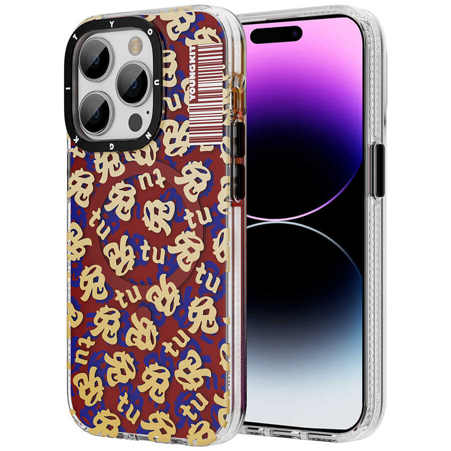 iPhone 14 Pro Kılıf Magsafe Şarj Özellikli Youngkit Play Rabbit Serisi Kılıf Turuncu