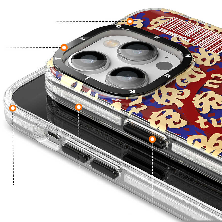 iPhone 14 Pro Kılıf Magsafe Şarj Özellikli Youngkit Play Rabbit Serisi Kılıf Turuncu