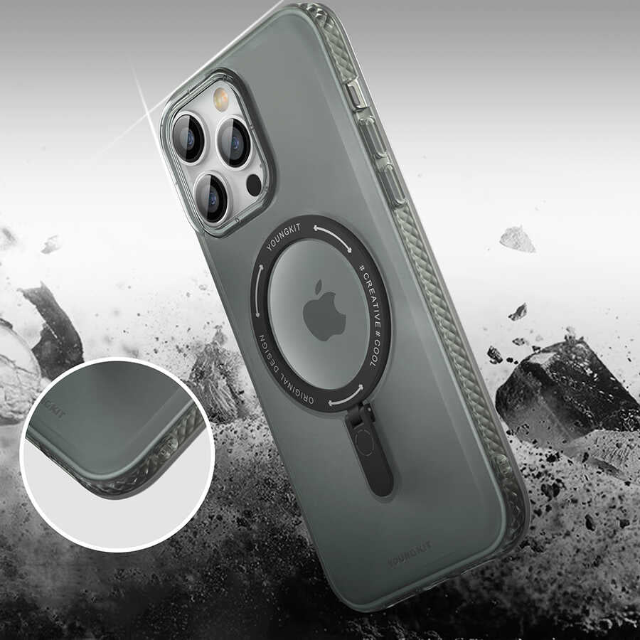 iPhone 14 Pro Kılıf Magsafe Şarj Özellikli Youngkit Rock Serisi Kılıf Mavi