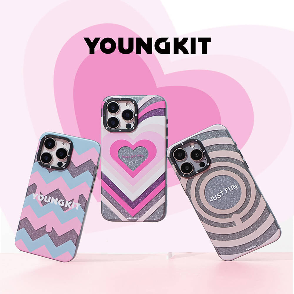 iPhone 14 Pro Kılıf Magsafe Şarj Özellikli Youngkit Star Dazzle Serisi Kılıf Pembe