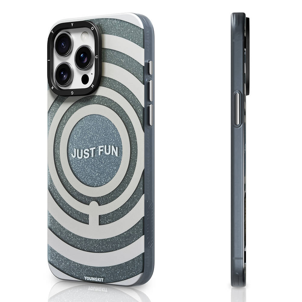 iPhone 14 Pro Kılıf Magsafe Şarj Özellikli Youngkit Star Dazzle Serisi Kılıf Gri