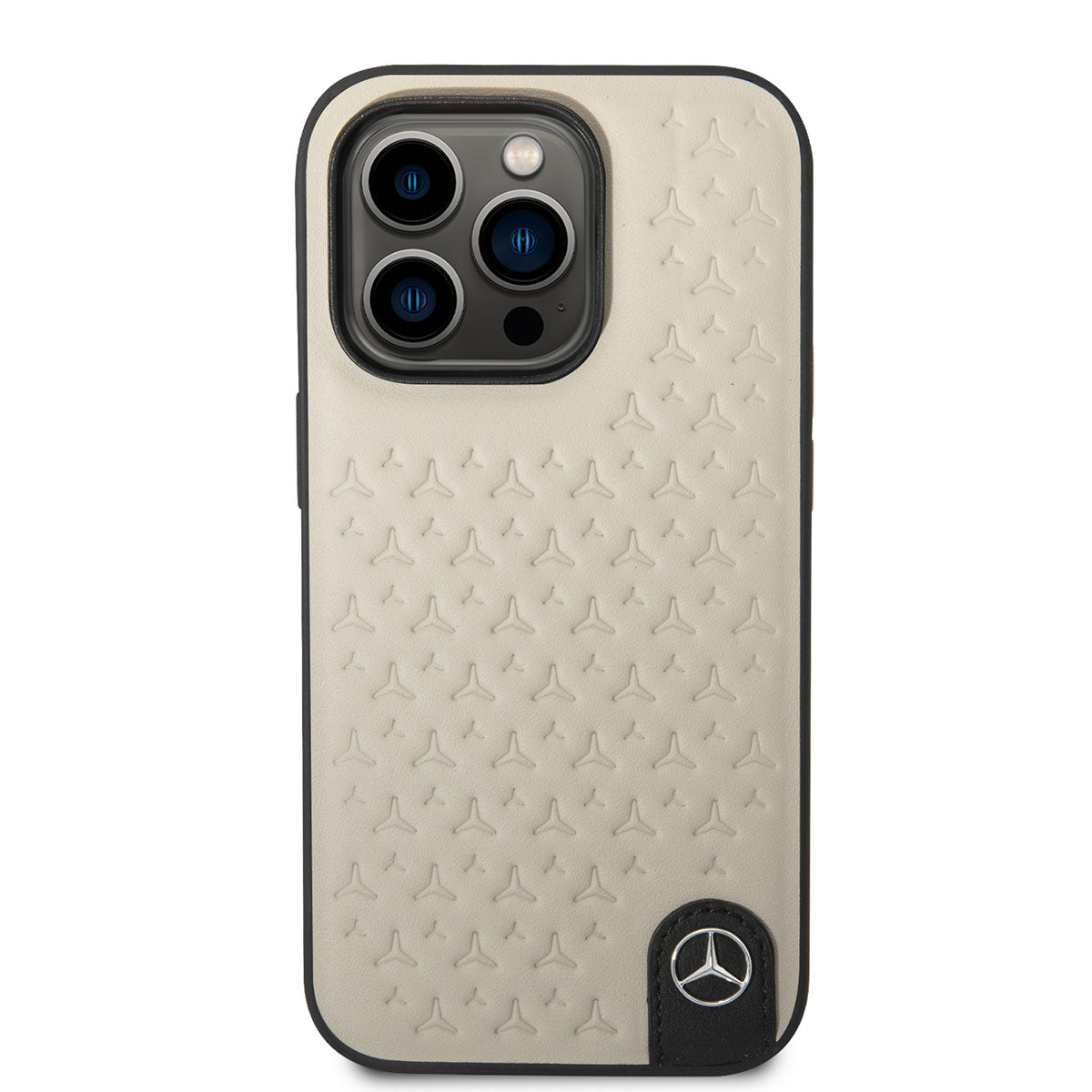 iPhone 14 Pro Kılıf Mercedes Benz Hakiki Deri Yıldız Dizayn Kılıf Gri