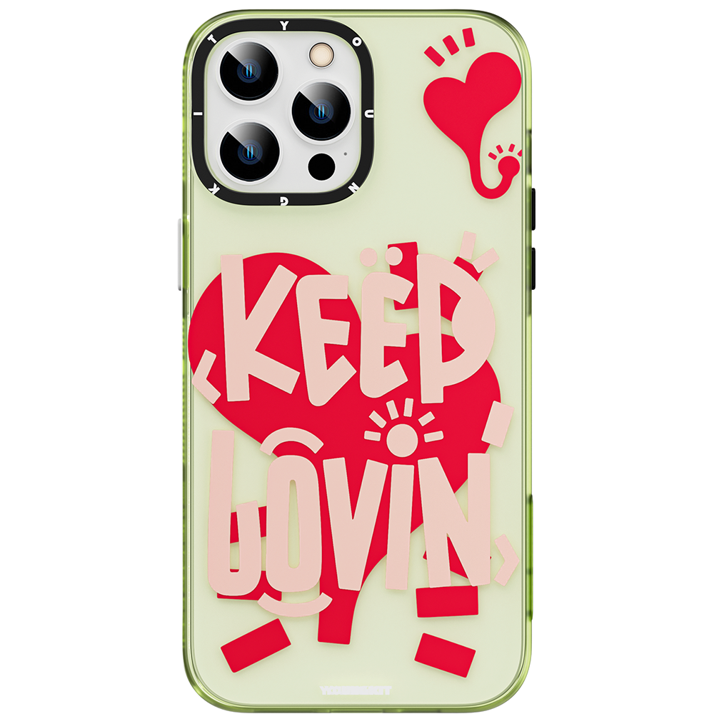 iPhone 14 Pro Kılıf Mutlu Mod Figürlü YoungKit Happy Mood Serisi Kılıf Su Yeşil