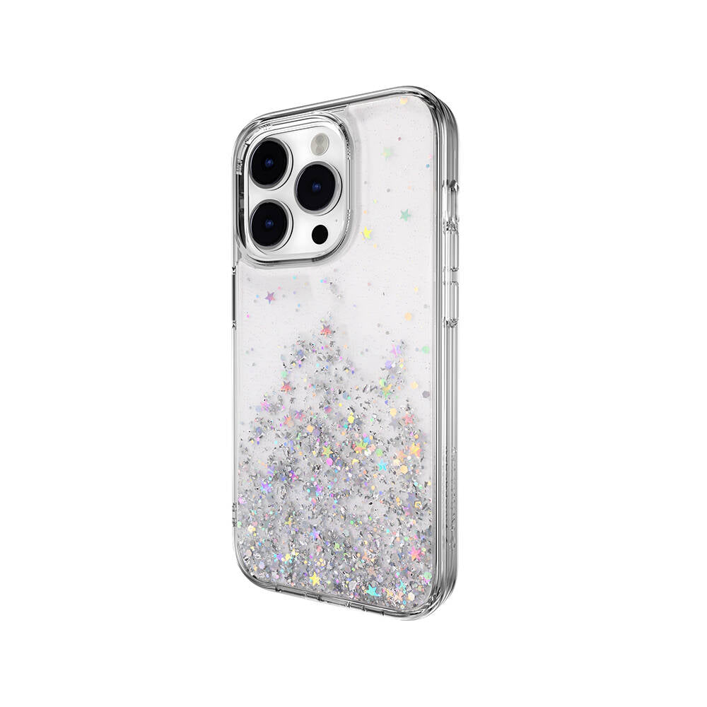 iPhone 14 Pro Kılıf Parlayan Simli Şeffaf Lisanslı Switcheasy Starfield Kılıf Renksiz