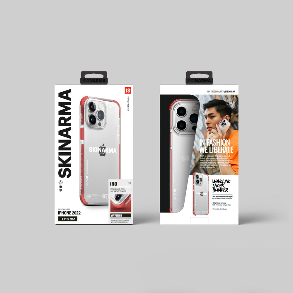 iPhone 14 Pro Kılıf SkinArma Şeffaf Airbag Tasarımlı Iro Kılıf Kırmızı