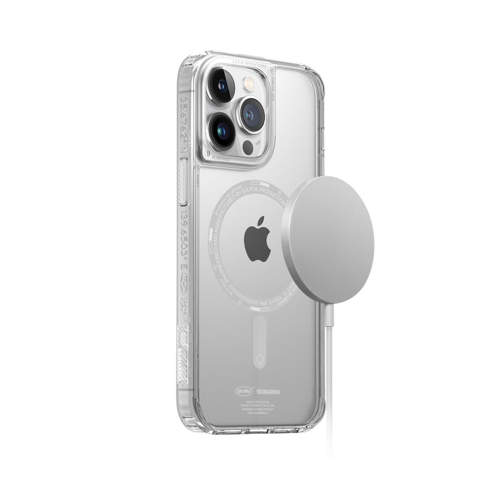 iPhone 14 Pro Kılıf SkinArma Şeffaf Airbag Tasarımlı Magsafe Şarj Özellikli Saido Kılıf Füme