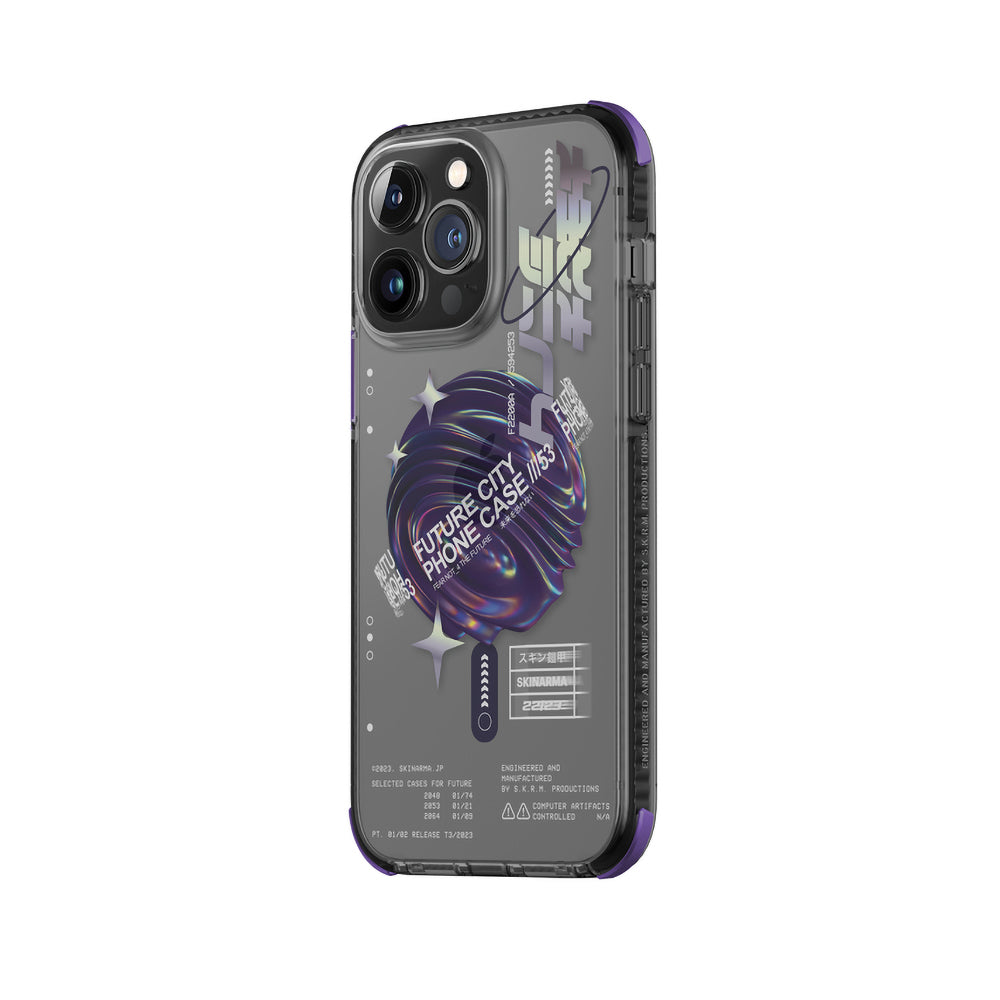 iPhone 14 Pro Kılıf SkinArma Şeffaf Airbag Tasarımlı Magsafe Şarj Özellikli Shorai Kılıf Mor