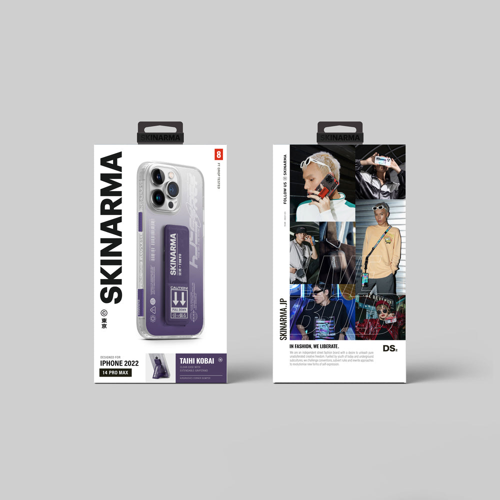 iPhone 14 Pro Kılıf SkinArma Standlı Şeffaf Tasarımlı Taihi Kobai Kılıf Siyah