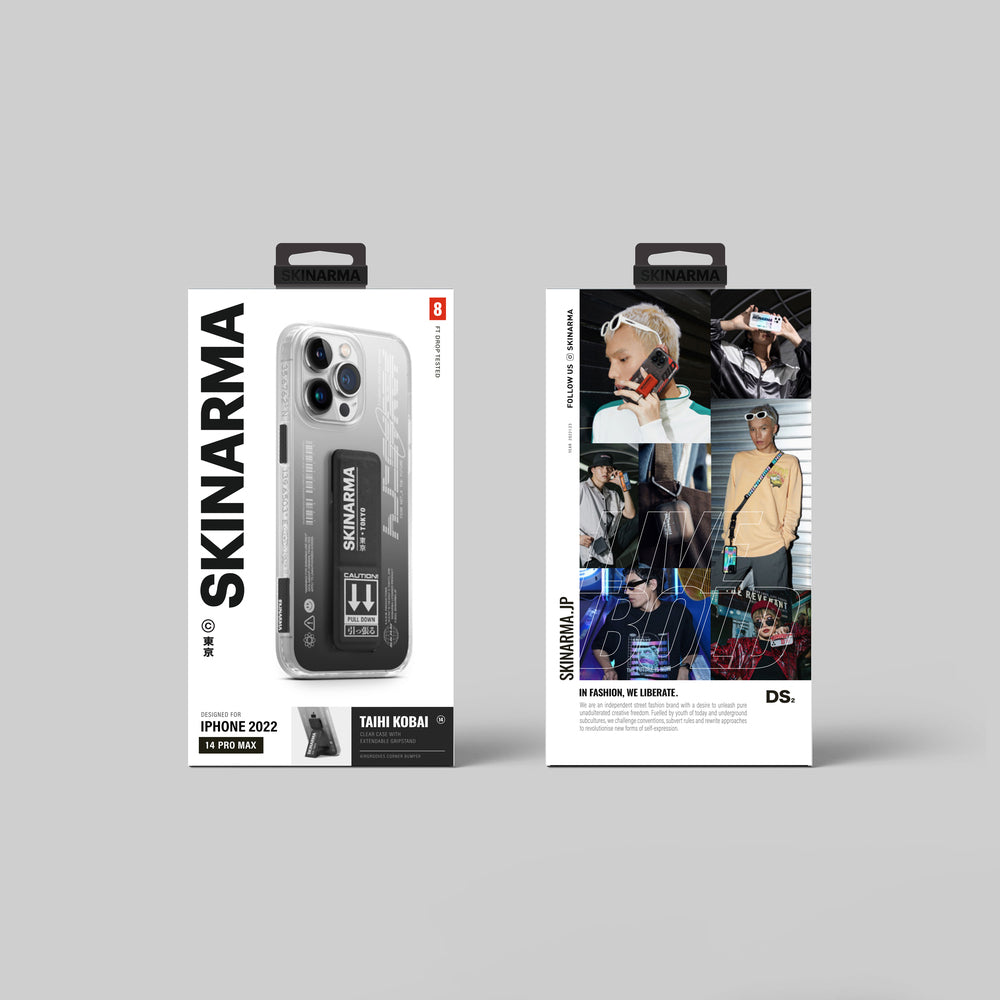 iPhone 14 Pro Kılıf SkinArma Standlı Şeffaf Tasarımlı Taihi Kobai Kılıf Siyah