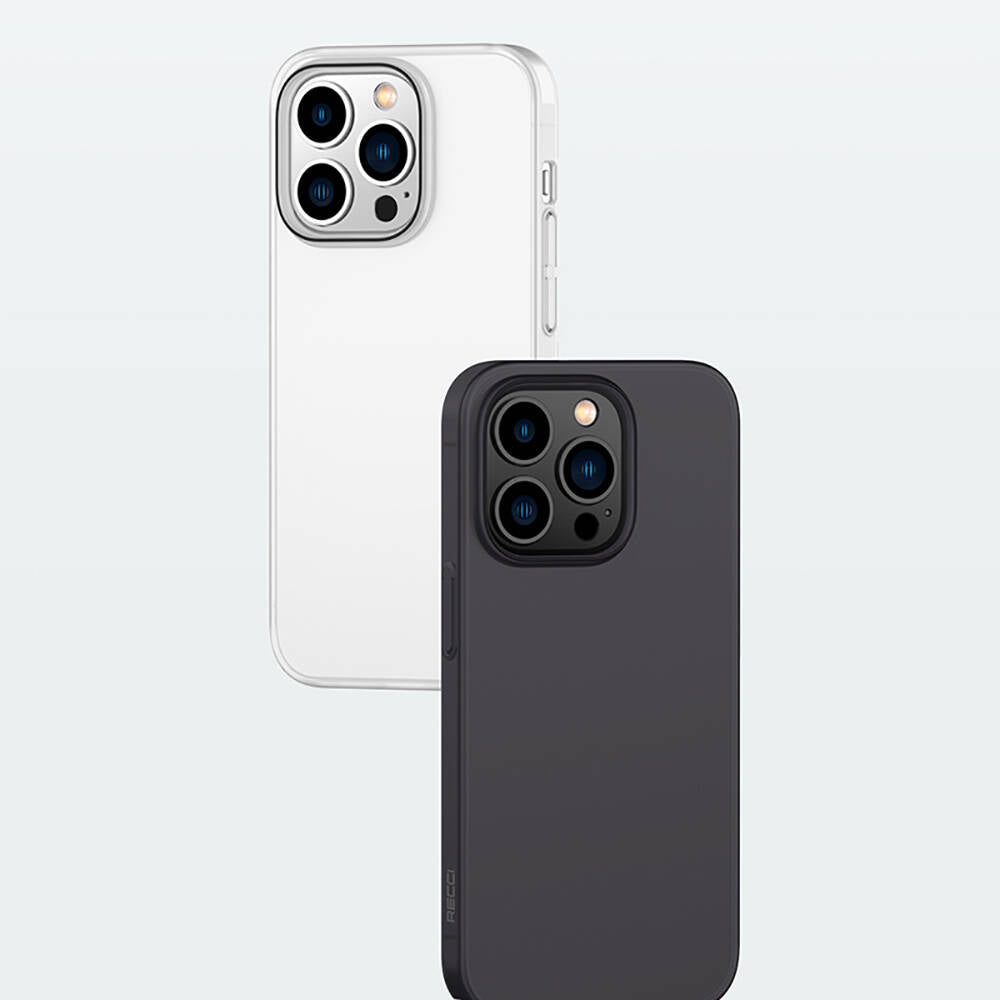 iPhone 14 Pro Kılıf Ultra İnce Mat PC Arka Yüzey Recci Elite Serisi Kılıf Gri