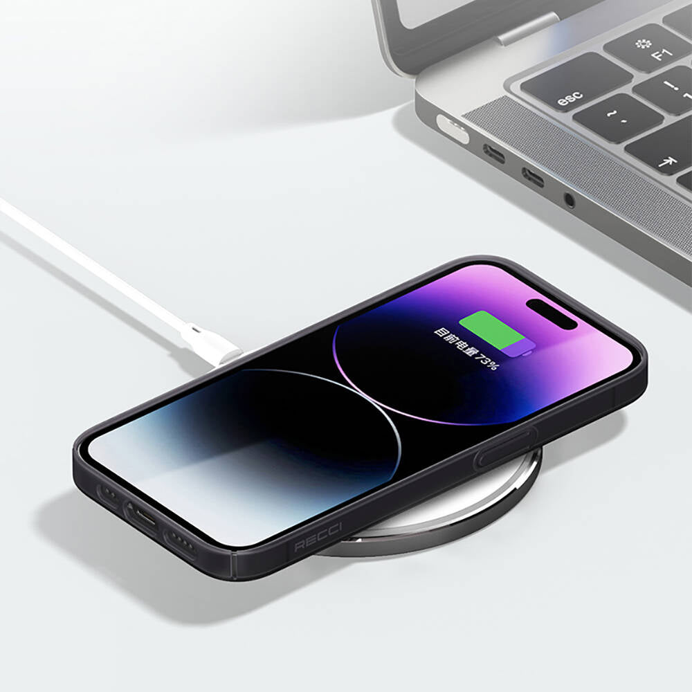 iPhone 14 Pro Kılıf Ultra İnce Mat PC Arka Yüzey Recci Elite Serisi Kılıf Gri