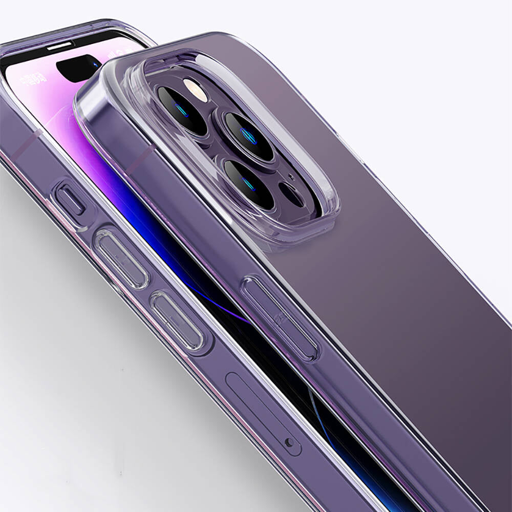 iPhone 14 Pro Max Kılıf Airbagli Şeffaf Darbe Emici Silikon Tasarımlı Recci Clarity Serisi Kılıf Şeffaf