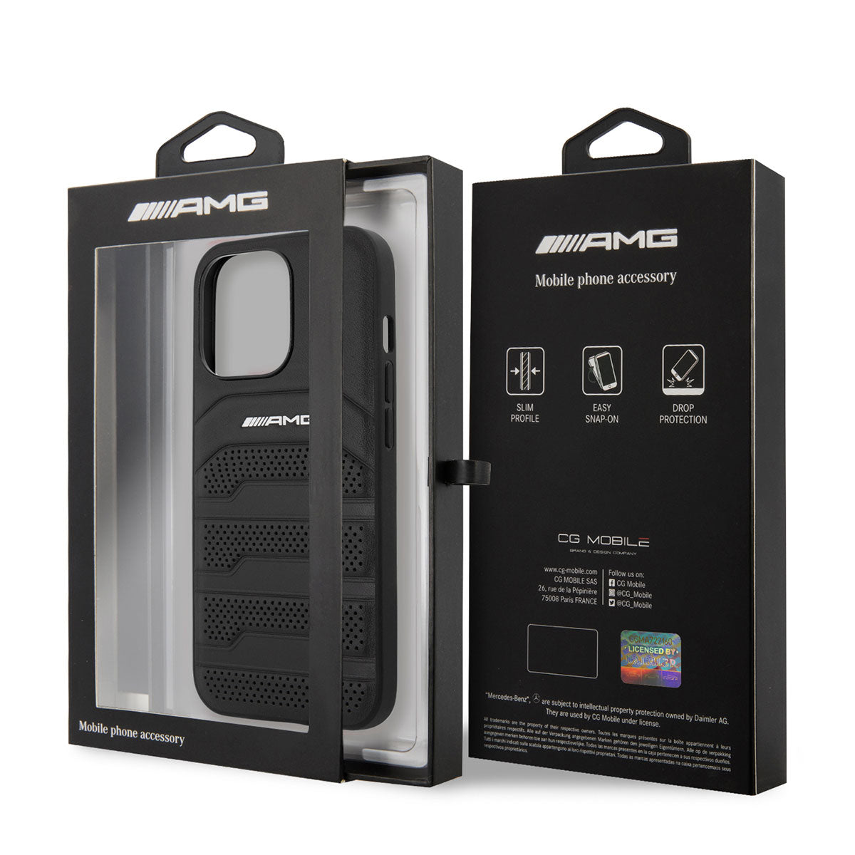 iPhone 14 Pro Max Kılıf AMG Leather Deri Çizgili Kabartmalı Dizayn Kılıf Siyah