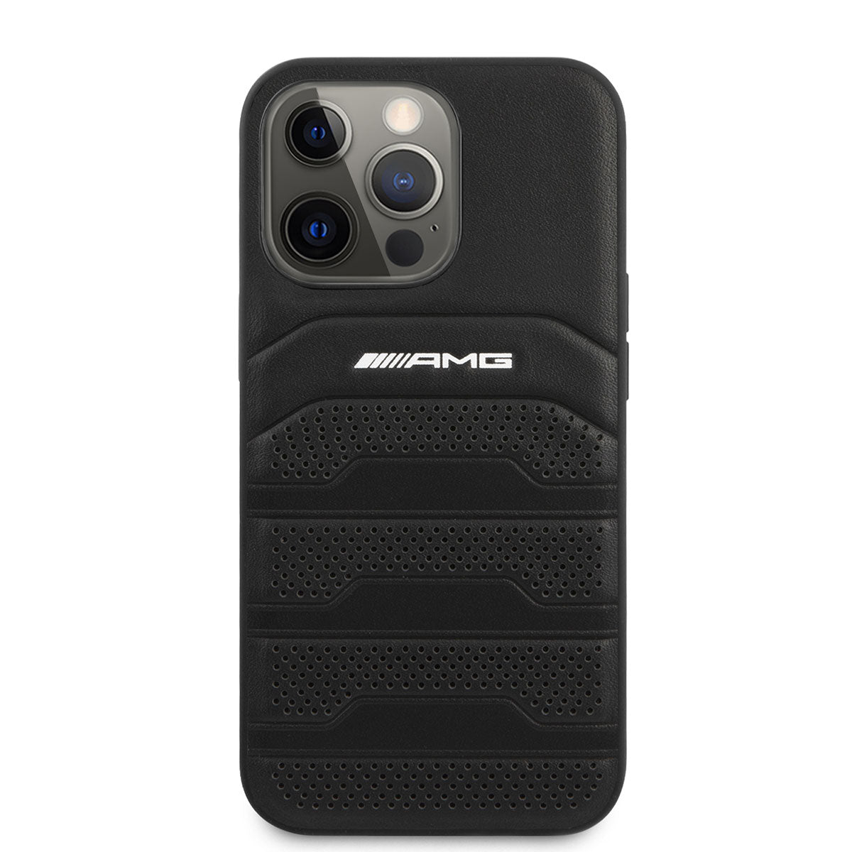 iPhone 14 Pro Max Kılıf AMG Leather Deri Çizgili Kabartmalı Dizayn Kılıf Siyah