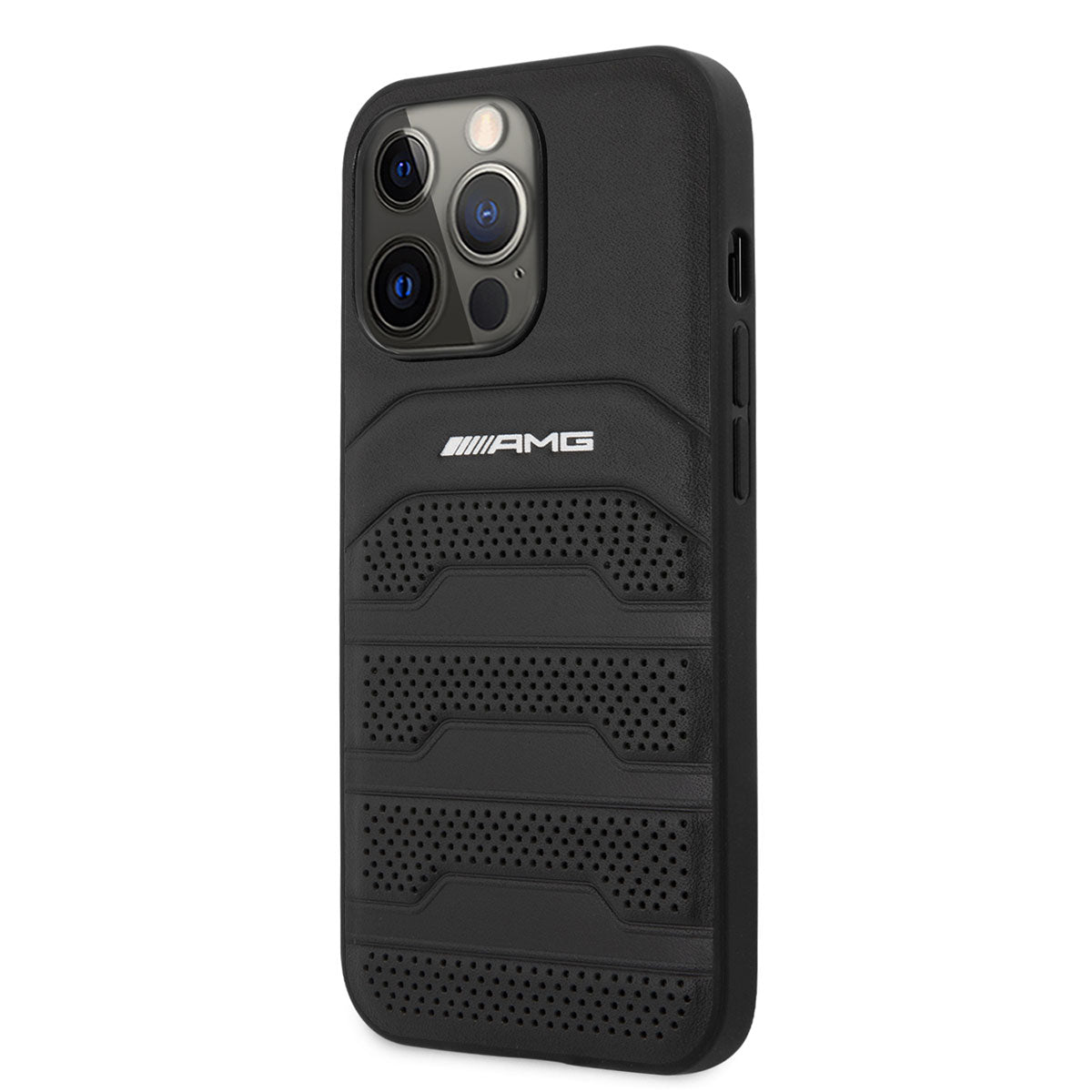 iPhone 14 Pro Max Kılıf AMG Leather Deri Çizgili Kabartmalı Dizayn Kılıf Siyah