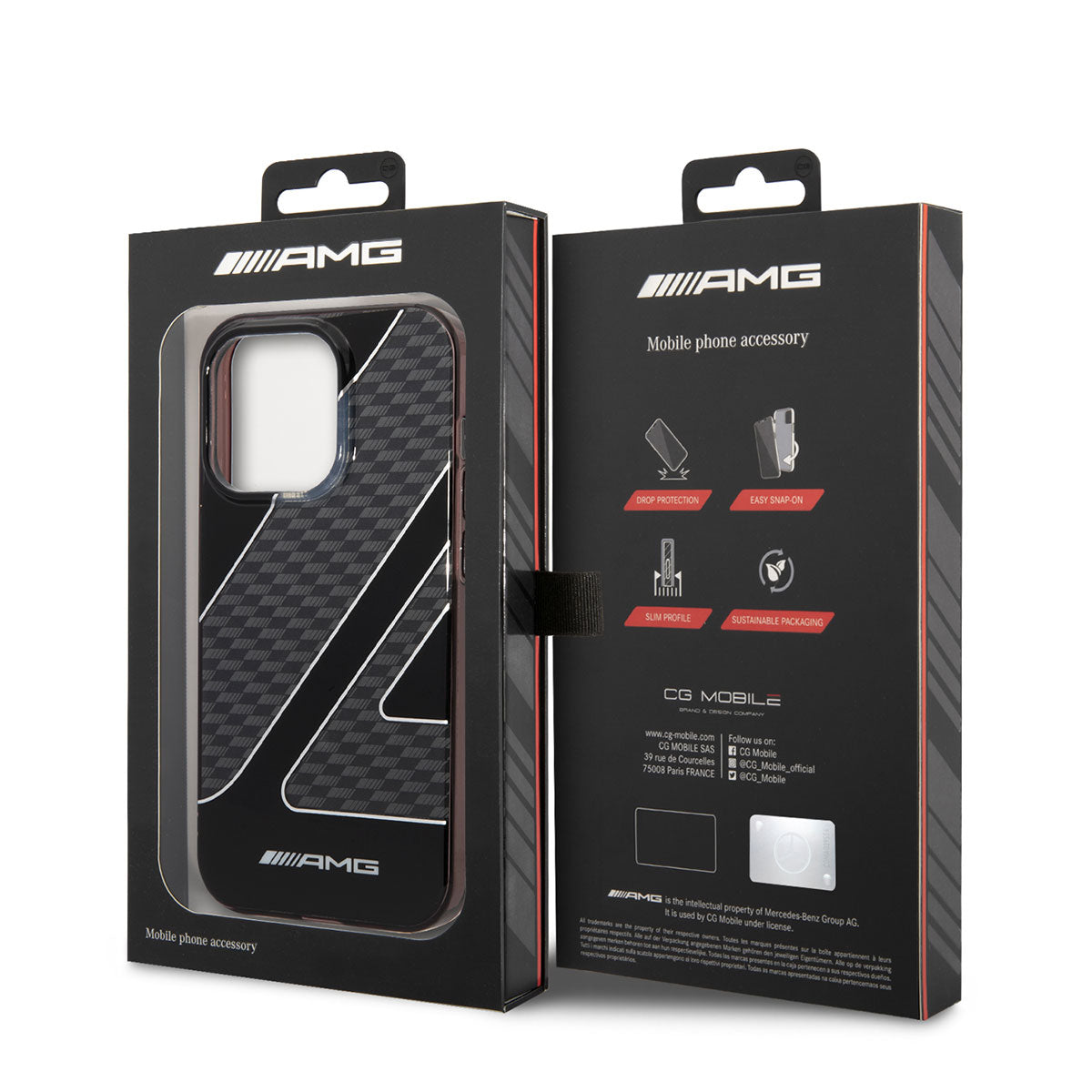 iPhone 14 Pro Max Kılıf AMG Transparan Çift Katmanlı Damalı Bayrak Dizayn Kılıf Siyah