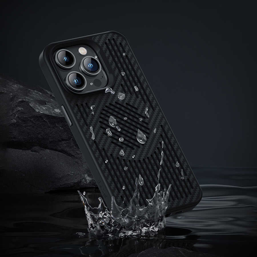 iPhone 14 Pro Max Kılıf Benks Magnetic Cooling Kevlar Soğutucu Özellikli Telefon Kılıfı Siyah