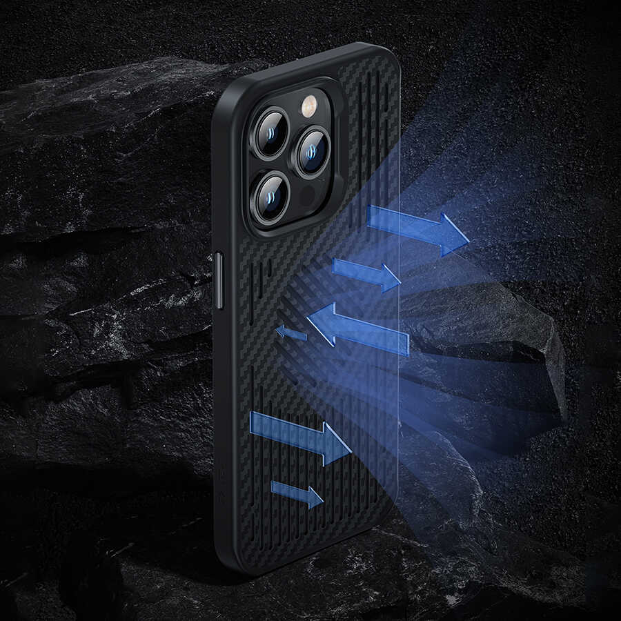 iPhone 14 Pro Max Kılıf Benks Magnetic Cooling Kevlar Soğutucu Özellikli Telefon Kılıfı Siyah