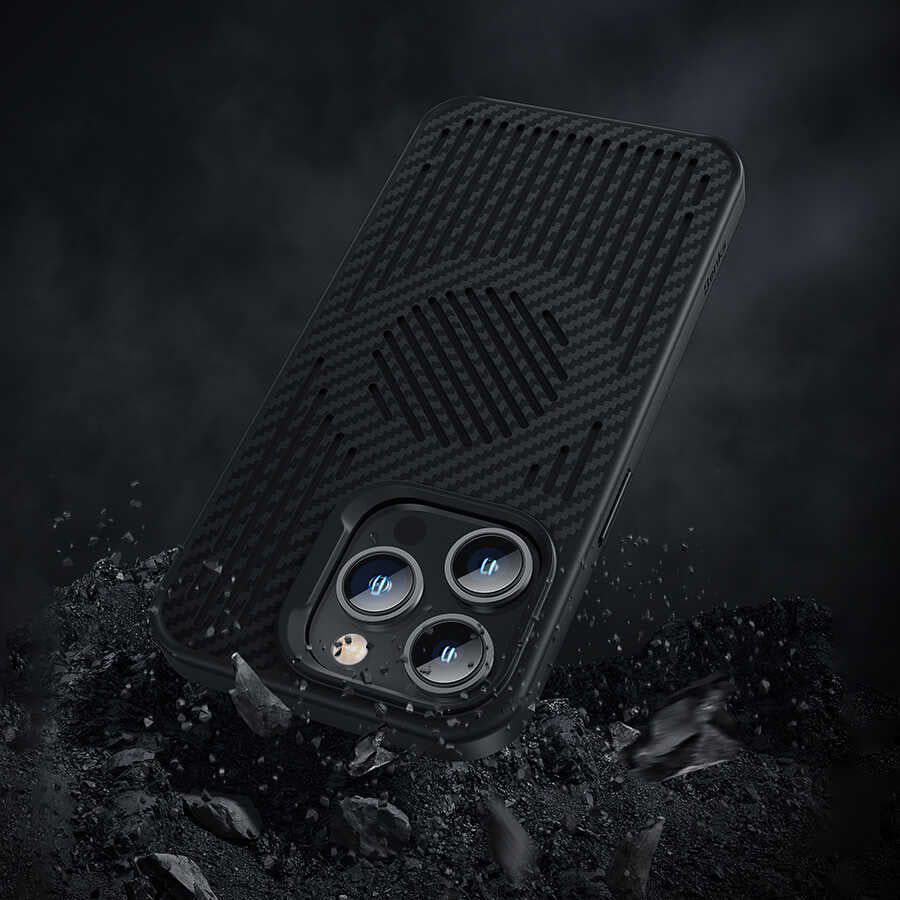 iPhone 14 Pro Max Kılıf Benks Magnetic Cooling Kevlar Soğutucu Özellikli Telefon Kılıfı Siyah