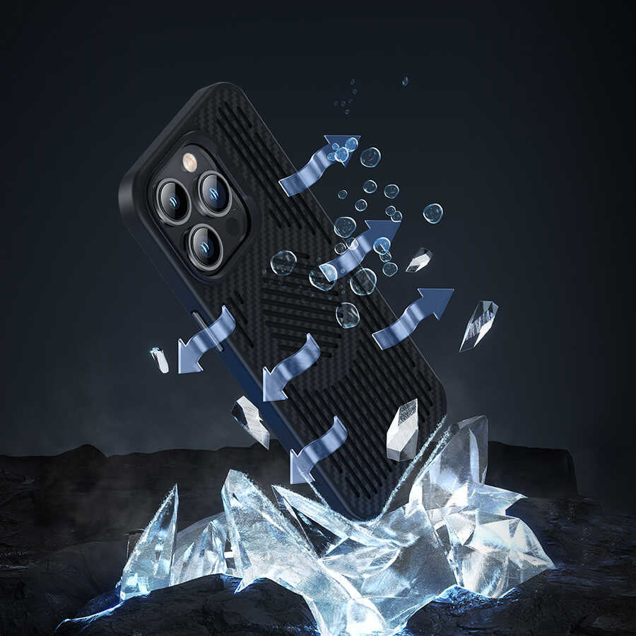 iPhone 14 Pro Max Kılıf Benks Magnetic Cooling Kevlar Soğutucu Özellikli Telefon Kılıfı Siyah