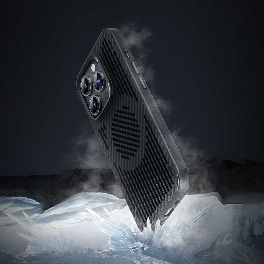 iPhone 14 Pro Max Kılıf Benks Magnetic Cooling Kevlar Soğutucu Özellikli Telefon Kılıfı Siyah