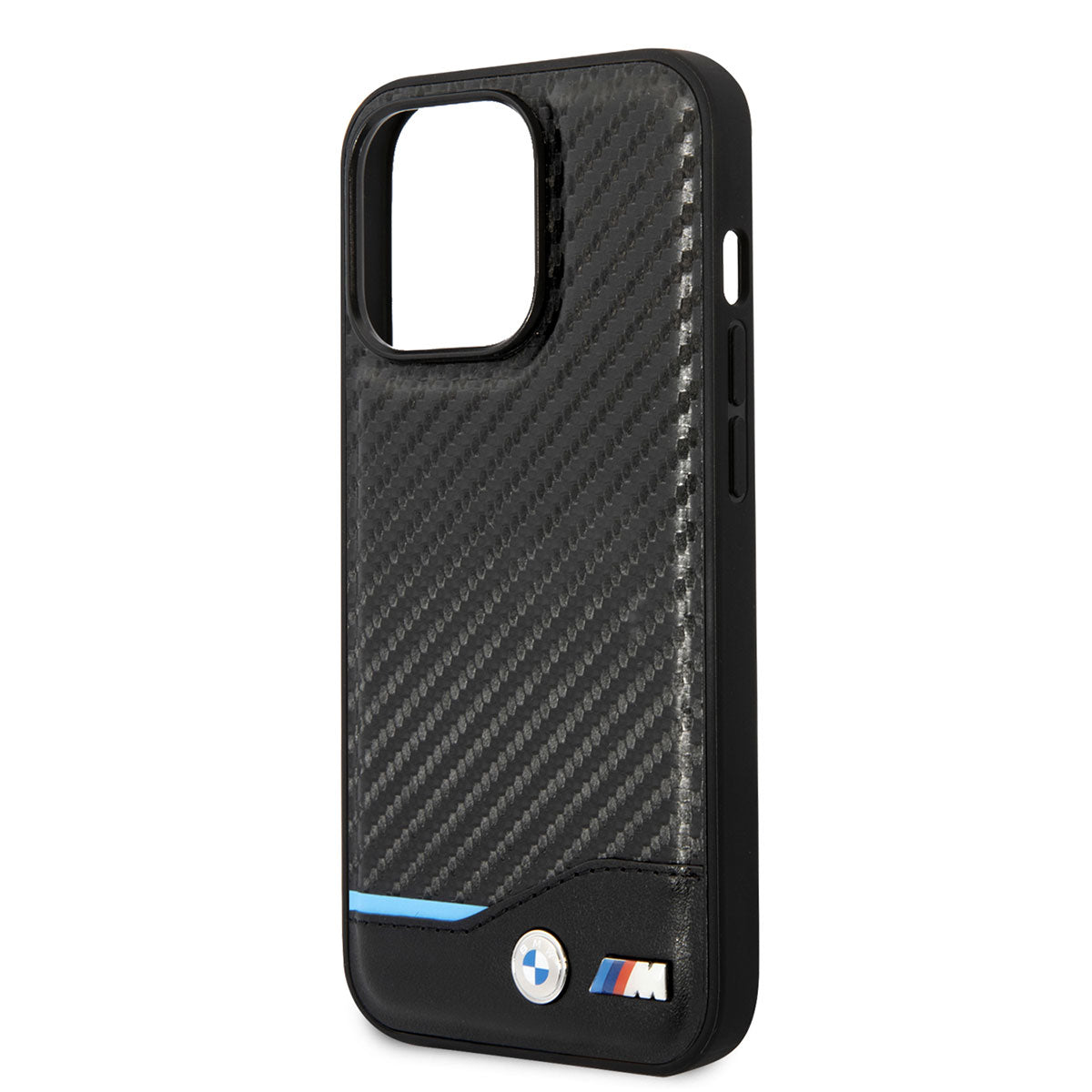 iPhone 14 Pro Max Kılıf BMW PU Deri Ve Karbon Dizayn Kılıf Siyah