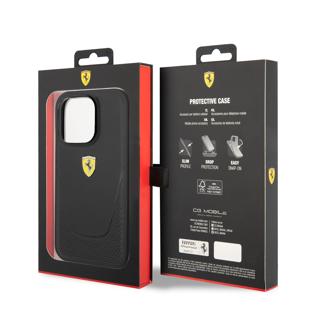 iPhone 14 Pro Max Kılıf Ferrari Deri Delikli Dizayn Kılıf Siyah