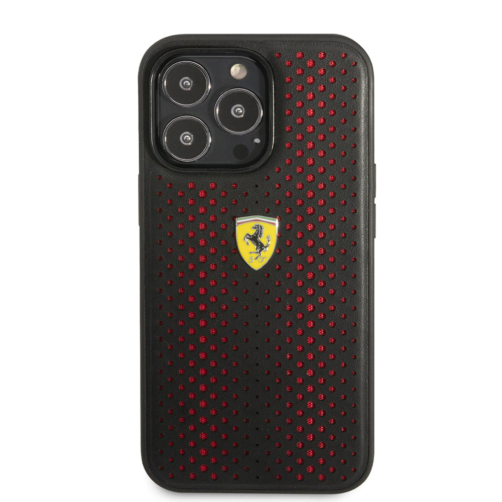 iPhone 14 Pro Max Kılıf Ferrari Deri Sarı Noktalı Dizayn Kılıf Sarı