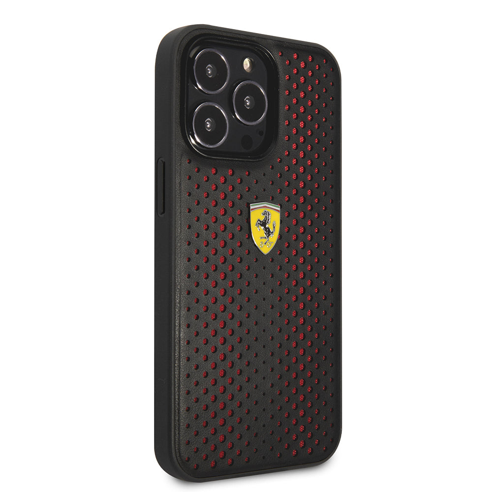 iPhone 14 Pro Max Kılıf Ferrari Deri Sarı Noktalı Dizayn Kılıf Sarı