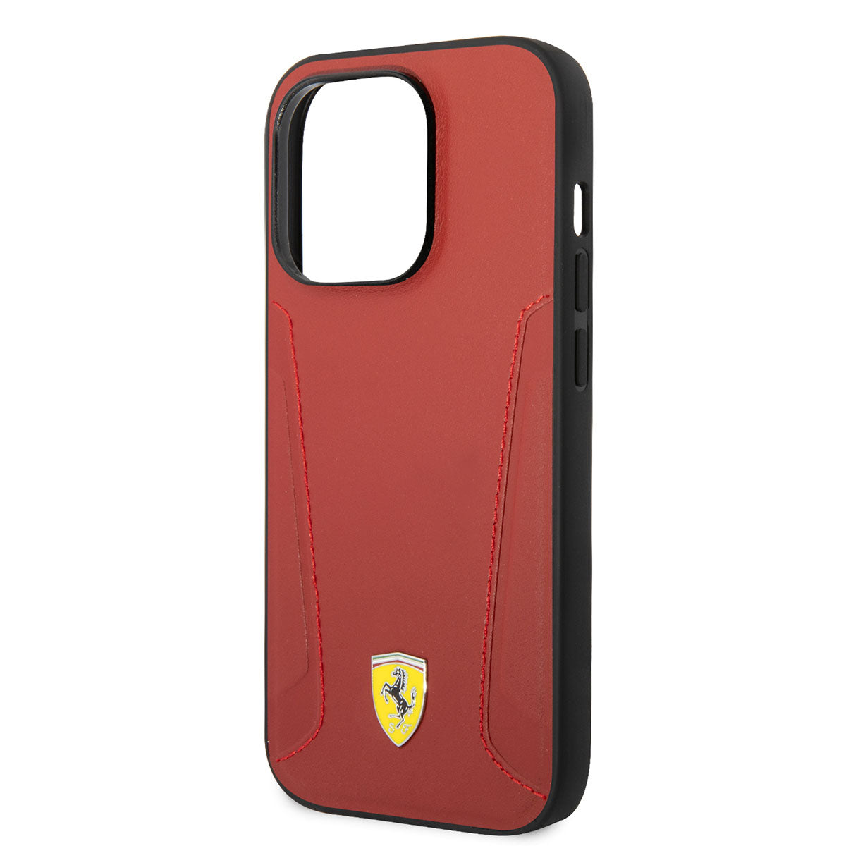 iPhone 14 Pro Max Kılıf Ferrari Magsafe Şarj Özellikli Deri Kenarları Damgalı Dizayn Kılıf Siyah