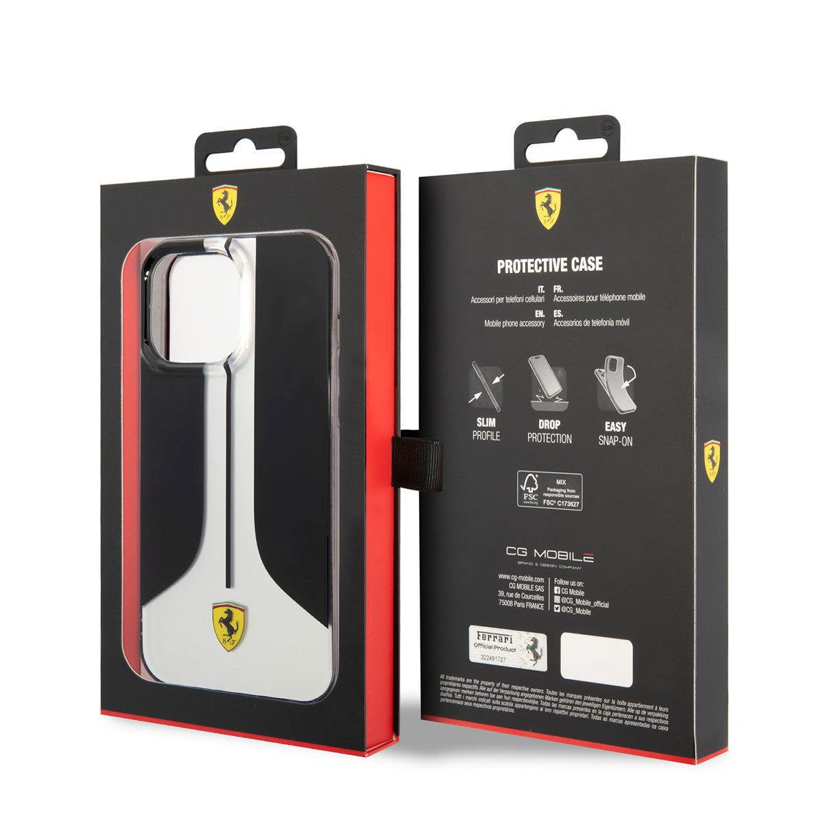 iPhone 14 Pro Max Kılıf Ferrari Orjinal Lisanslı 296 Çizgili Dizayn Kılıf Kırmızı