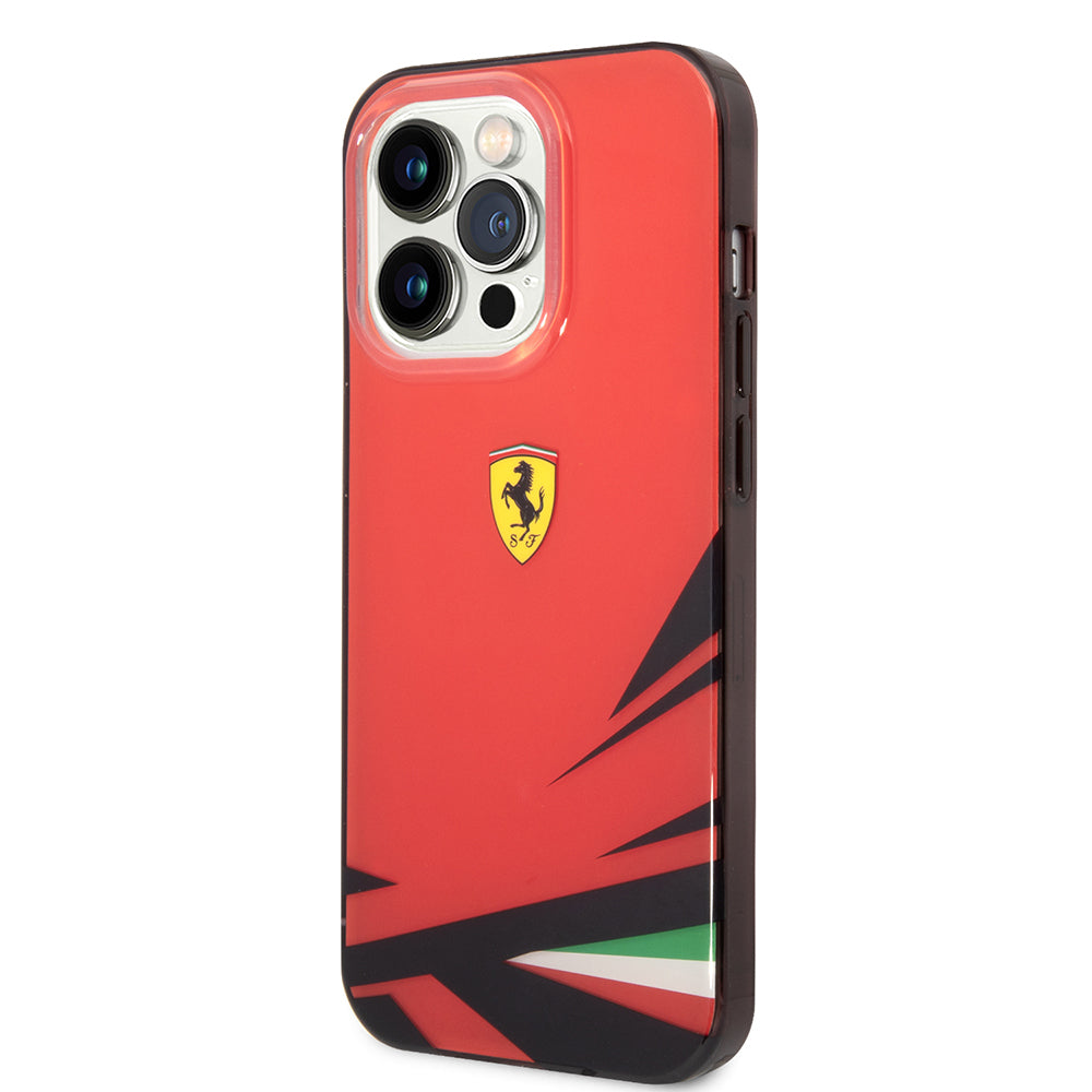 iPhone 14 Pro Max Kılıf Ferrari Sarı İtalyan Bayrak Baskılı Dizayn Kılıf Kırmızı