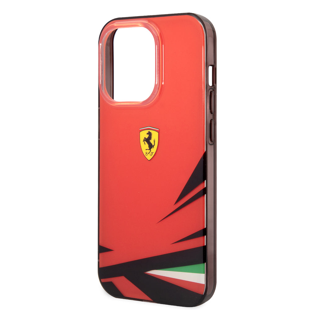 iPhone 14 Pro Max Kılıf Ferrari Sarı İtalyan Bayrak Baskılı Dizayn Kılıf Kırmızı