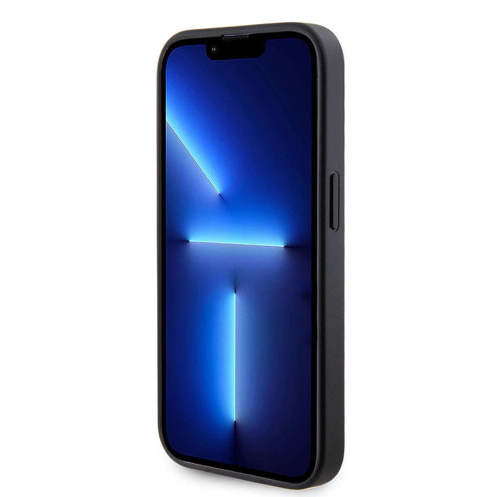 Apple iPhone 14 Pro Max Kılıf Guess Orjinal Lisanslı Deri 4G Metal Logo Strass Kapak Siyah