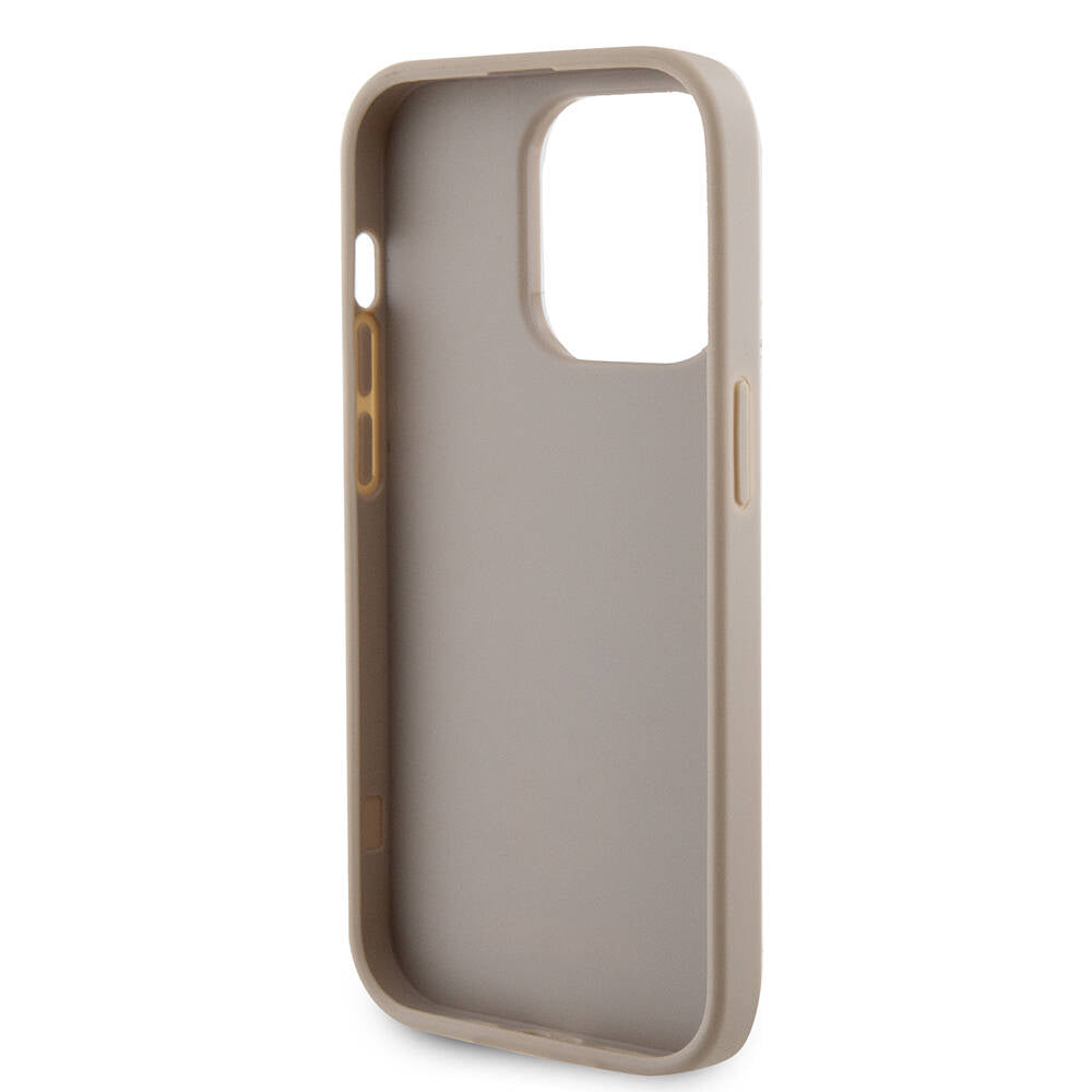Apple iPhone 14 Pro Max Kılıf Guess Orjinal Lisanslı Deri 4G Metal Logo Strass Kapak Siyah