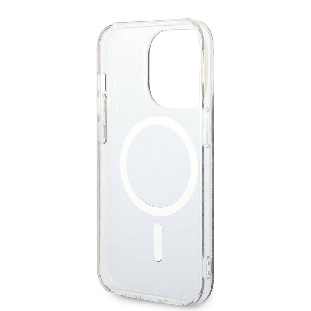Apple iPhone 14 Pro Max Kılıf Guess Orjinal Lisanslı Magsafe Şarj Özellikli Yazı Logolu 4G Desenli Kapak Siyah