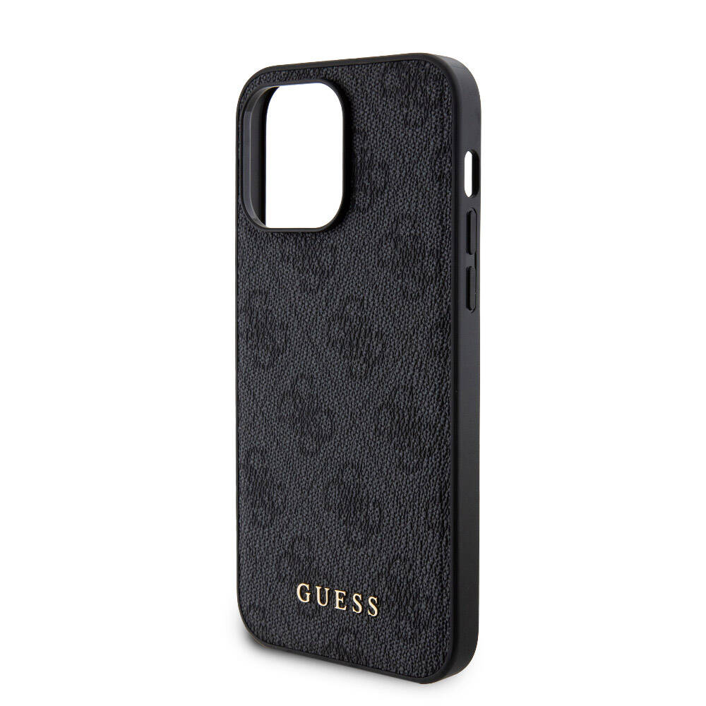 Apple iPhone 14 Pro Max Kılıf Guess Orjinal Lisanslı Magsafe Şarj Özellikli Yazı Logolu 4G Desenli Kapak + Powerbank 5000mAh 2in1 Set Siyah