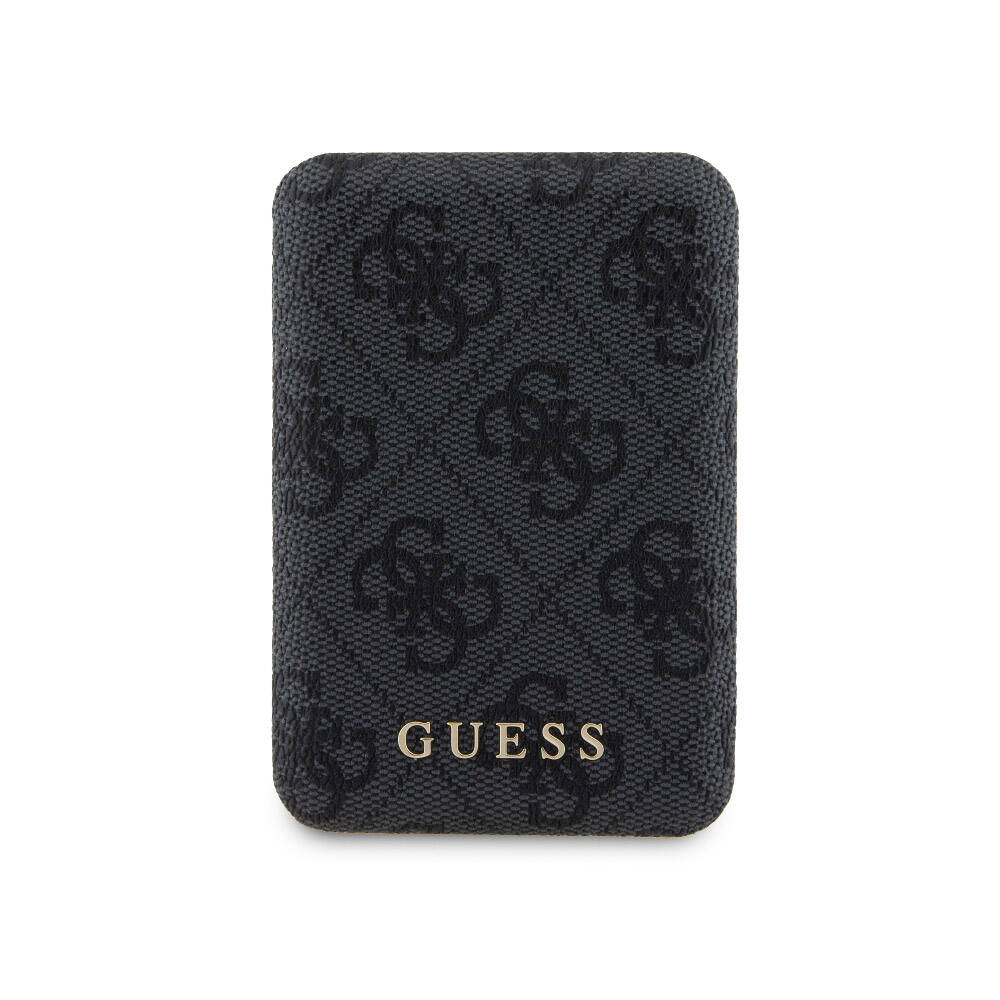 Apple iPhone 14 Pro Max Kılıf Guess Orjinal Lisanslı Magsafe Şarj Özellikli Yazı Logolu 4G Desenli Kapak + Powerbank 5000mAh 2in1 Set Siyah