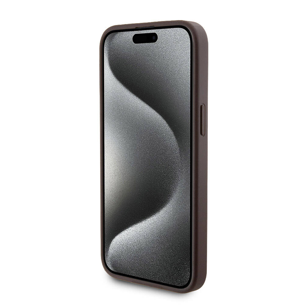 Apple iPhone 14 Pro Max Kılıf Guess Orjinal Lisanslı Magsafe Şarj Özellikli Yazı Logolu 4G Desenli Kapak + Powerbank 5000mAh 2in1 Set Kahverengi