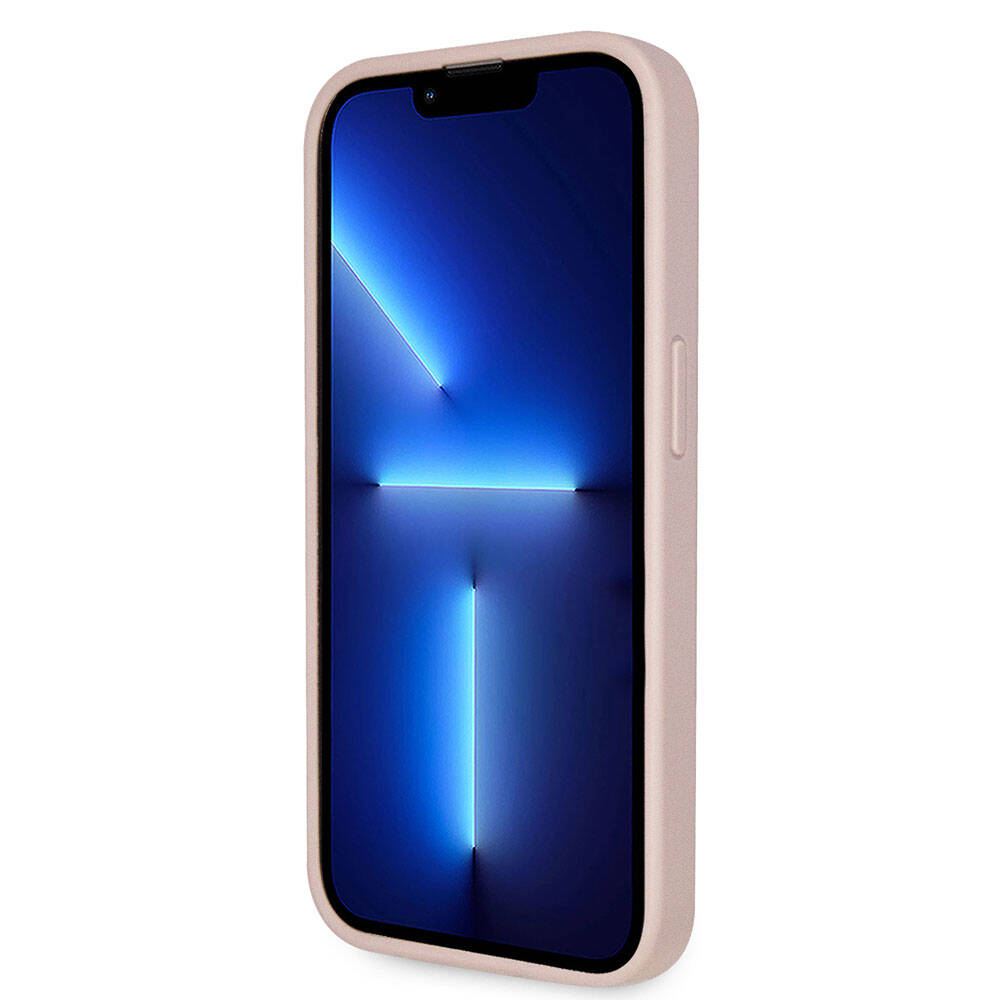 Apple iPhone 14 Pro Max Kılıf Guess Orjinal Lisanslı PU Deri Taşlı Üçgen Logo 4G Desenli Kapak Kahverengi