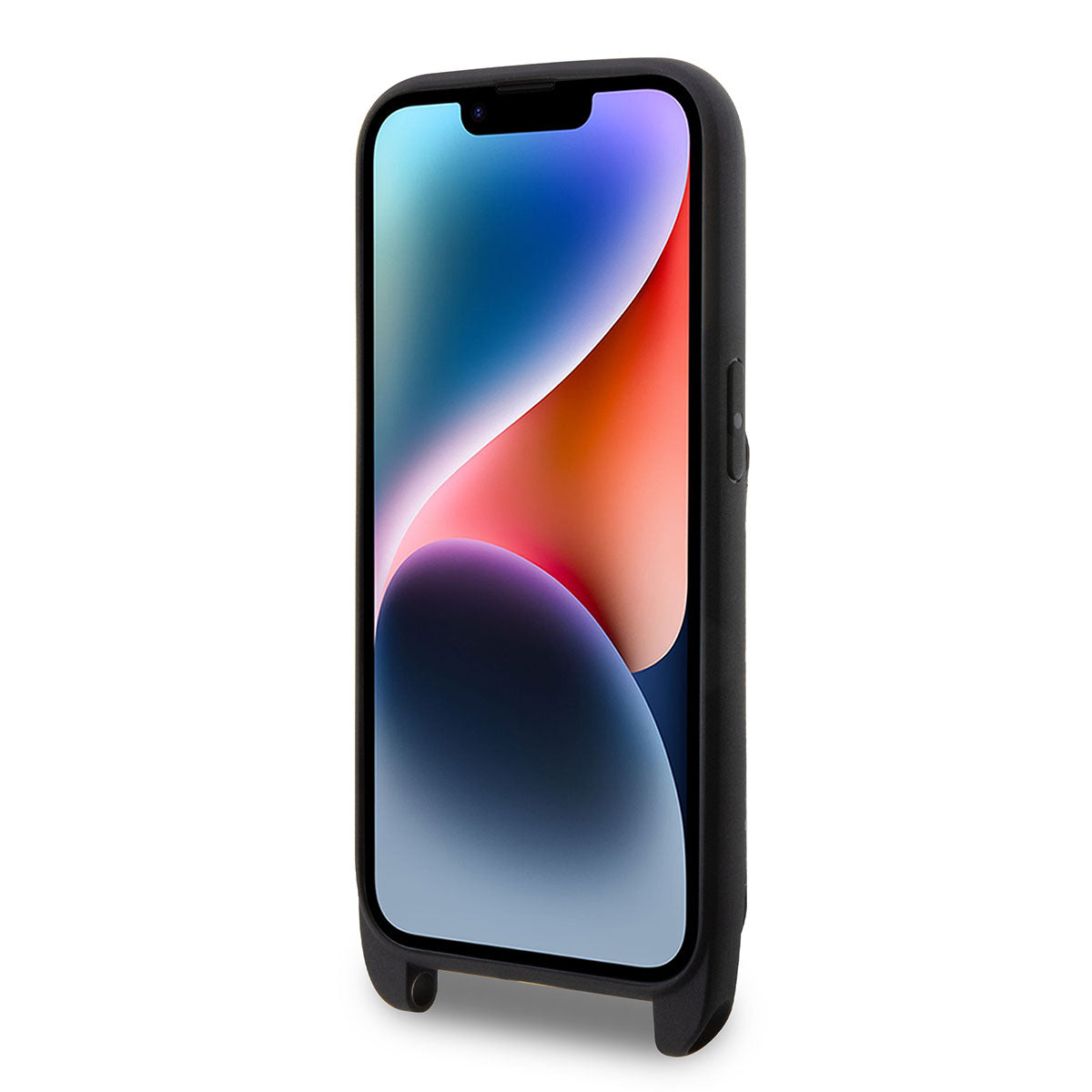 iPhone 14 Pro Max Kılıf Karl Lagerfeld Boyun Askılı Kartlıklı Karl Dizayn Kılıf Siyah
