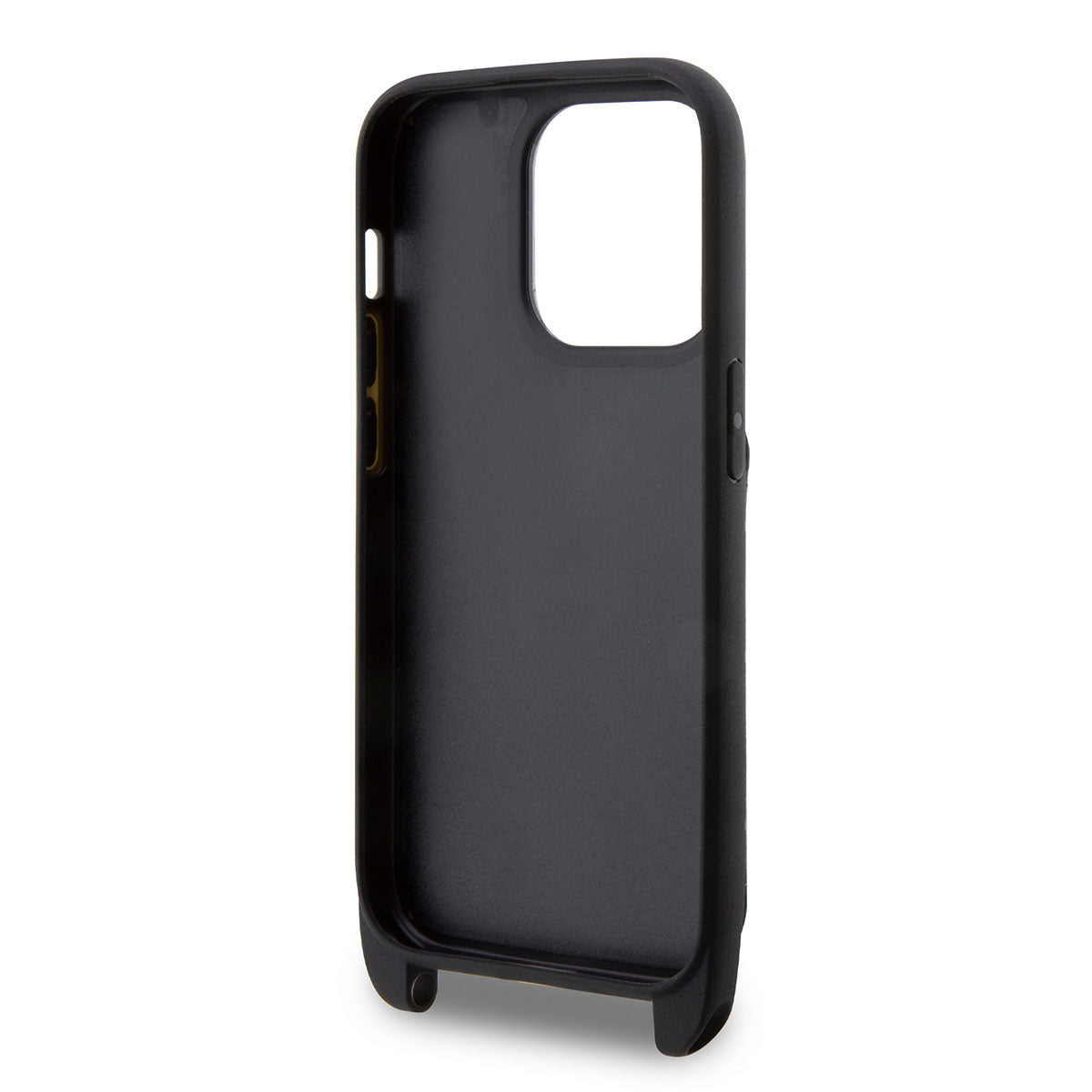 iPhone 14 Pro Max Kılıf Karl Lagerfeld Boyun Askılı Kartlıklı Karl Dizayn Kılıf Siyah