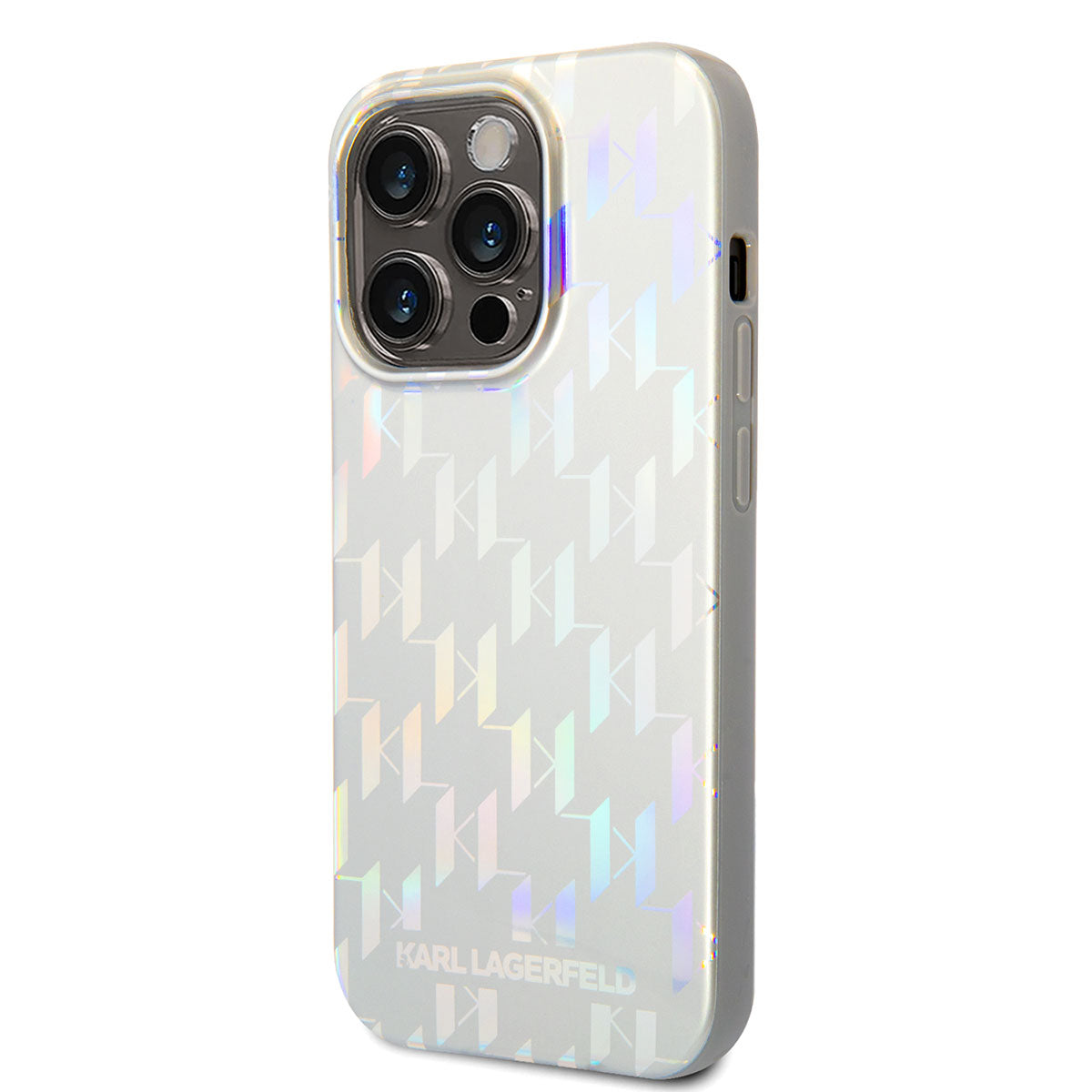 iPhone 14 Pro Max Kılıf Karl Lagerfeld Hologram Dizayn Kılıf Gümüş