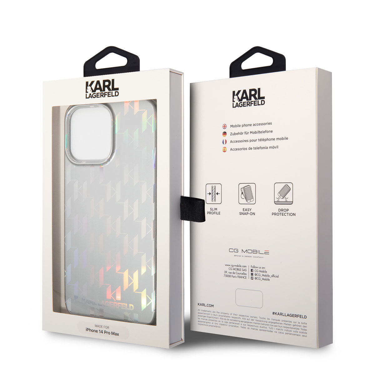 iPhone 14 Pro Max Kılıf Karl Lagerfeld Hologram Dizayn Kılıf Gümüş