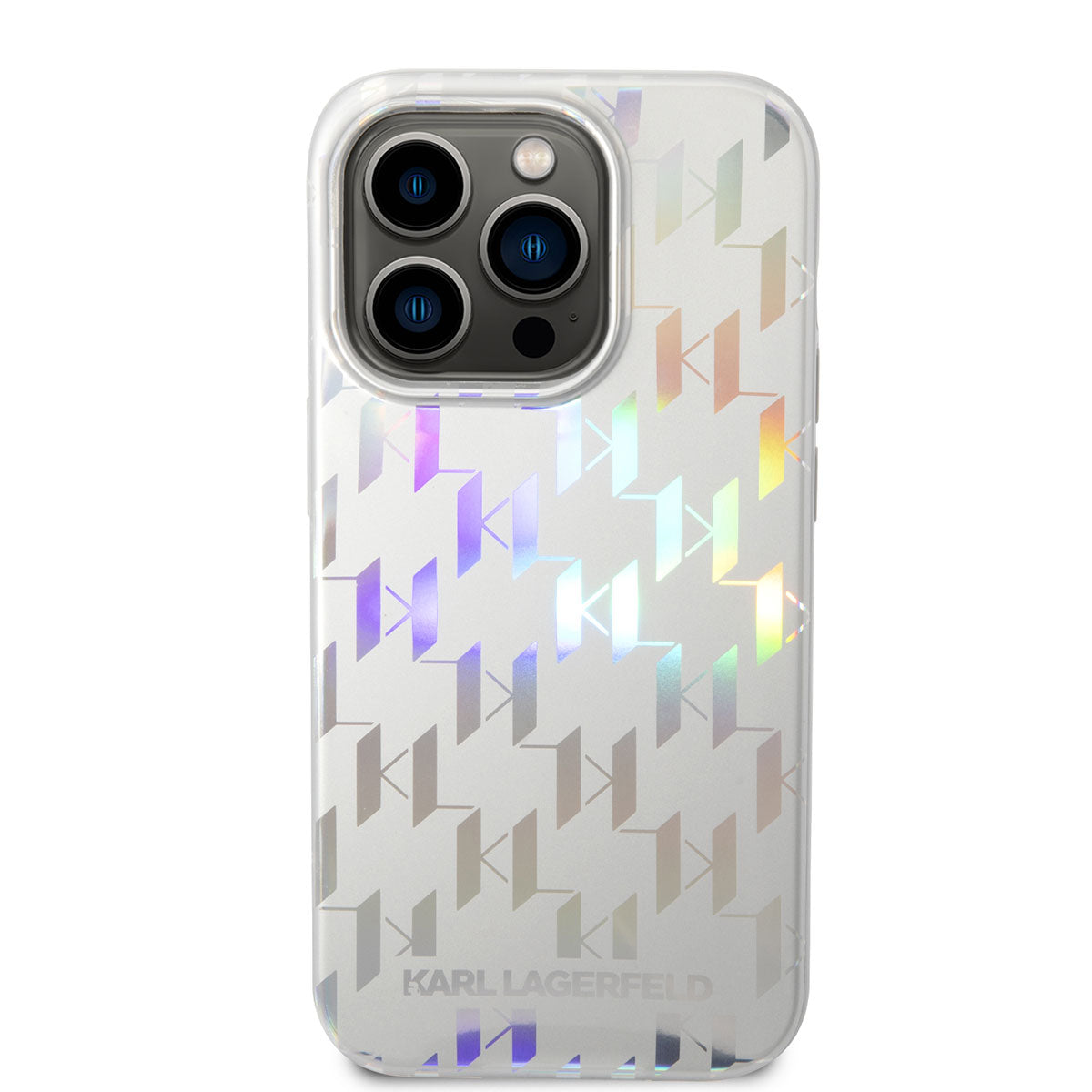 iPhone 14 Pro Max Kılıf Karl Lagerfeld Hologram Dizayn Kılıf Gümüş