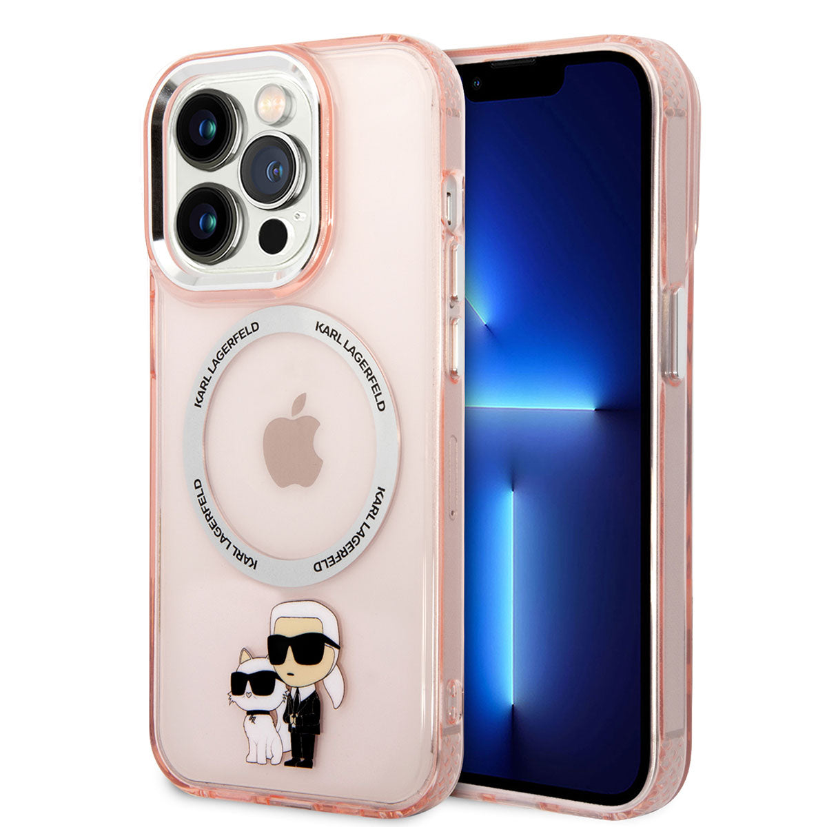 iPhone 14 Pro Max Kılıf Karl Lagerfeld Magsafe Şarj Özellikli K&C Dizayn Kılıf Pembe