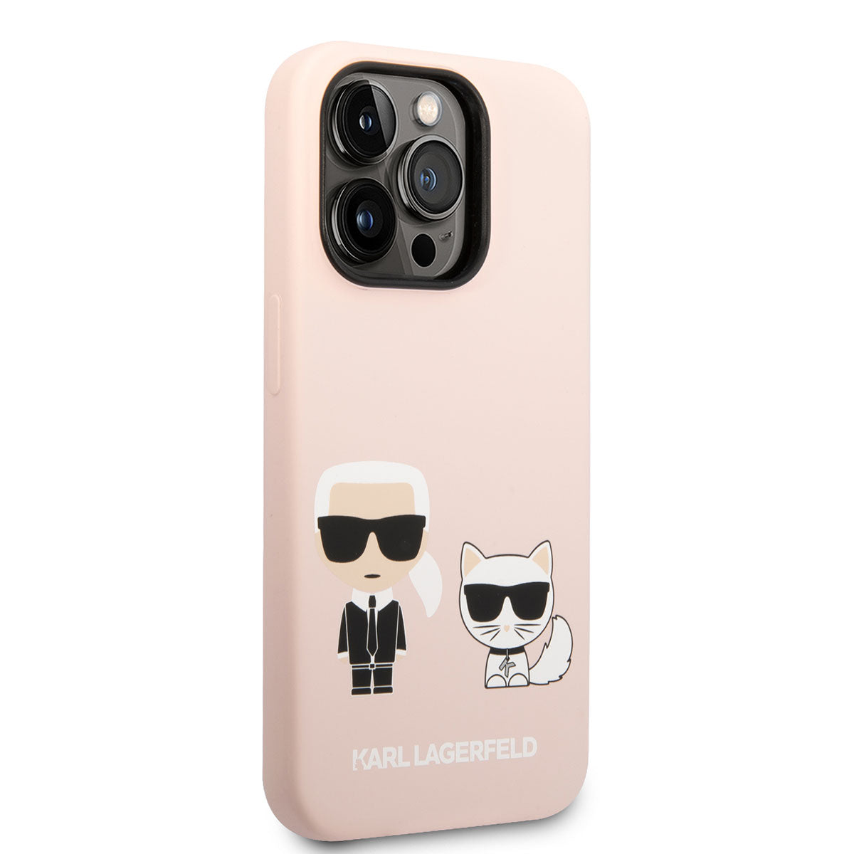 iPhone 14 Pro Max Kılıf Karl Lagerfeld Magsafe Şarj Özellikli Silikon K&C Dizayn Kılıf Pembe Açık