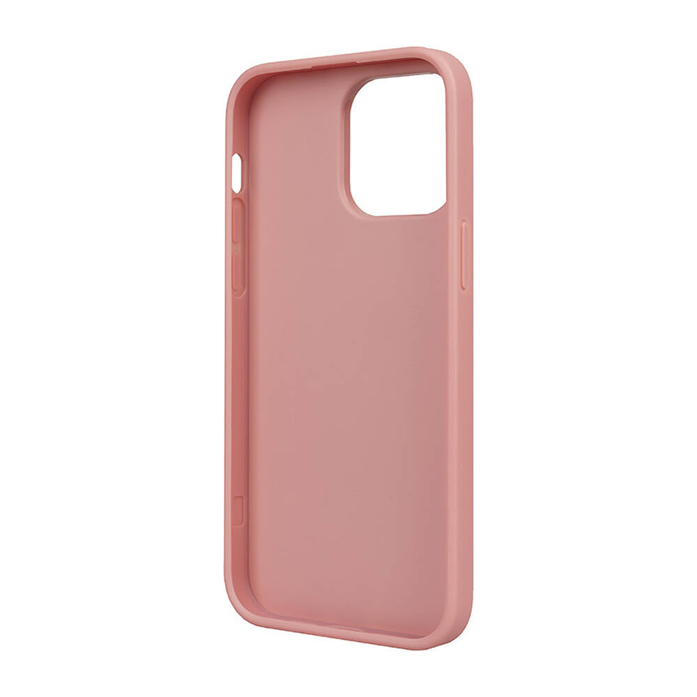 iPhone 14 Pro Max Kılıf Karl Lagerfeld Orjinal Lisanslı 3D KL Yazılı Tüylü Arka Yüzey Saffiano Rhinestones Kılıf Pembe