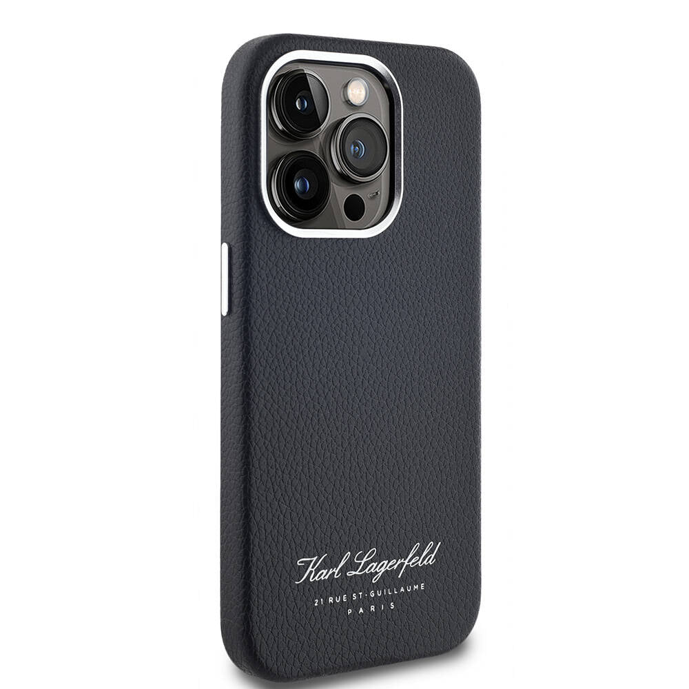 iPhone 14 Pro Max Kılıf Karl Lagerfeld Orjinal Lisanslı KL Yazılı Hotel Kılıf Siyah